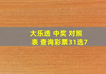 大乐透 中奖 对照表 查询彩票31选7